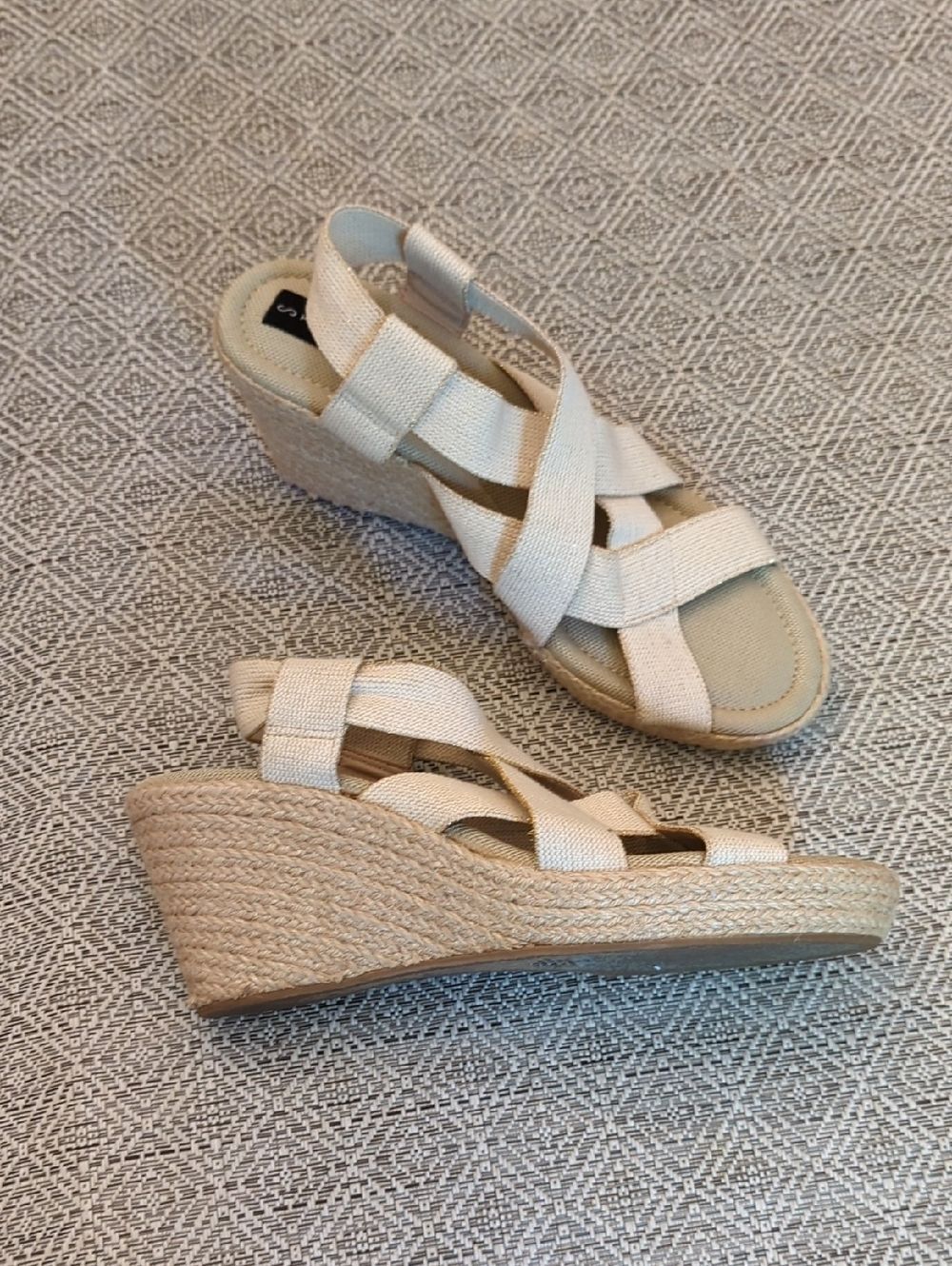 Steve Madden Janenn Neutral Beige/Cream Espadrille Wedge Sandals Coastal Capsule